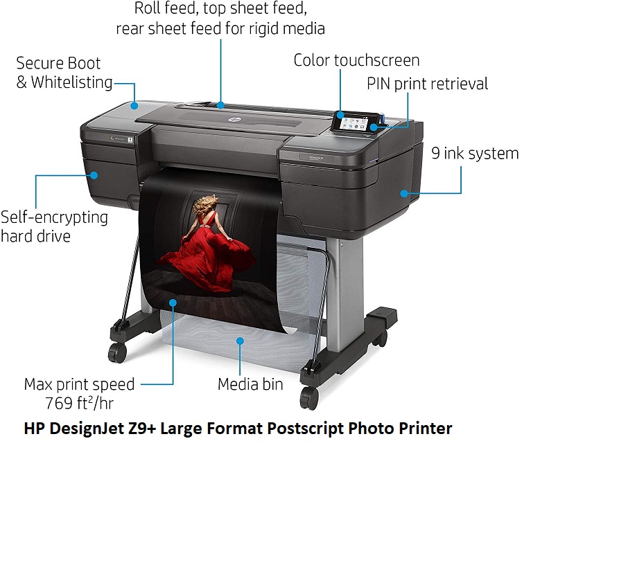HP DesignJet Z9 Large Format Printers Postscript Photo Printer 24 inch with Spectrophotometer W3Z71A